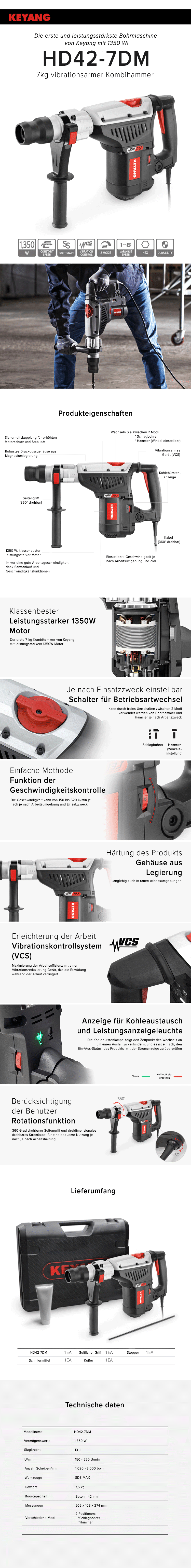Keyang HD42-7DM Bohrhammer – 1.350 W