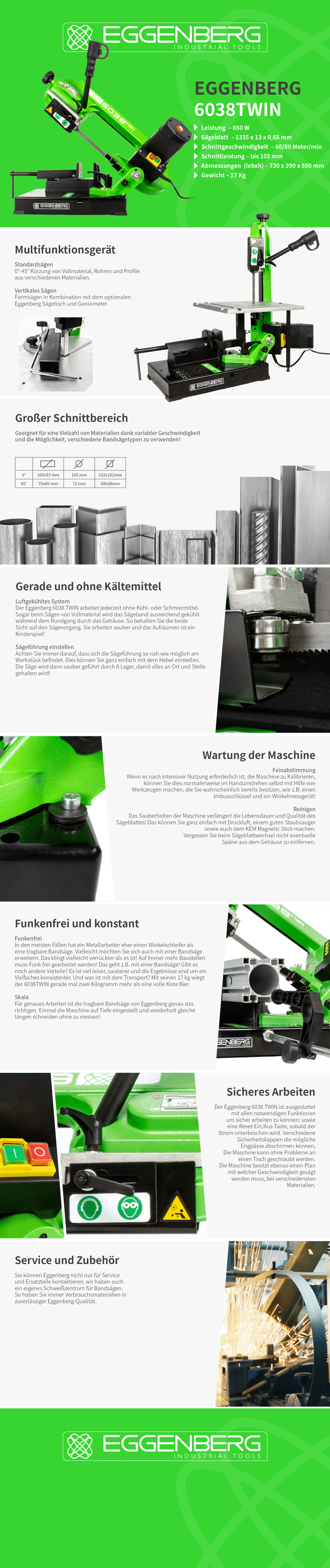 Tragbare Bandsäge Metall Eggenberg 6038TWIN