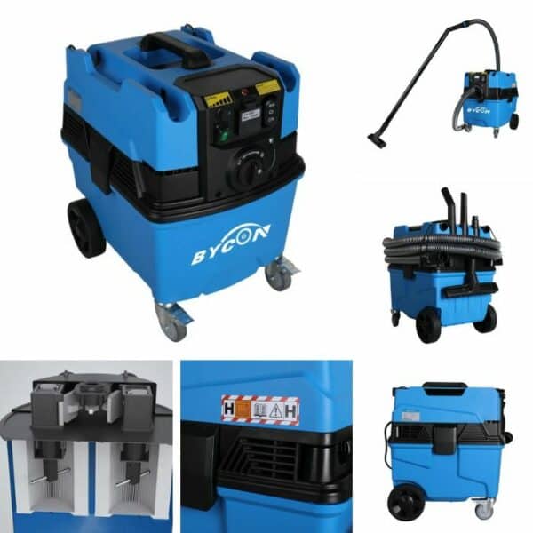 Professioneller BYCON Bau-Staubsauger AVC38-HEPA & Brushless Diamantbohrmaschine DB-132 mit 4 Bohrern. Perfekt für Klimaanlagenmonteure und Installateure.2