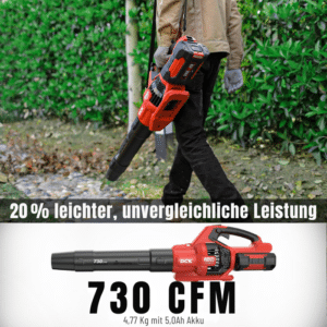DCK Akku Laubbläser 58V mit 1x 5.0Ah Akku & 8A Schnelladegerät SET - Luftvolumen von 1226m³/h - KDLB58211FDK – Bild 8