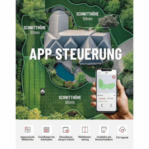 DCK KDRM107 Mähroboter mit Begrenzungskabel app besteurung