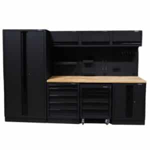 Pillar Werkstatteinrichtung Modular – Hartholz-Arbeitsplatte – Tiefe 61,5 cm – Midnight Black Design