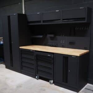 Pillar Werkstatteinrichtung Modular – Edelstahl-Arbeitsplatte – Tiefe 61,5 cm – Midnight Black Design – Bild 2