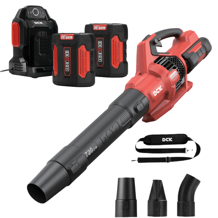 DCK Tools 58V Laubpflege-Set – Akku-Laubbläser mit zusätzlichem 5.0Ah Akku