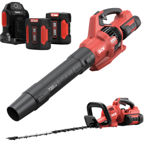 DCK Tools 58V Finish-Set – Akku-Laubbläser + Heckenschere mit zusätzlichem 5.0Ah Akku DCK Tools 58V Finish-Set – Akku-Laubbläser + Heckenschere mit zusätzlichem 5.0Ah Akku