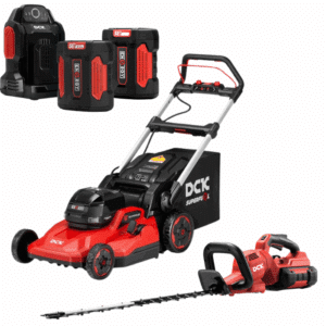 DCK Tools 58V Rasen & Hecke Kombi – Akku-Rasenmäher + Heckenschere mit zusätzlichem 5.0Ah Akku